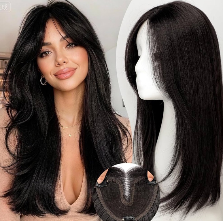 Photo 1 of Isaic Hair Toppers for Women 18 Inch Synthetic Hair Pieces, 360° Clips In and Adjustable Bandage Layered Toppers, Toppers Hair Pieces Add Volume for Thinning Hair and Daily Use (Brown Black)