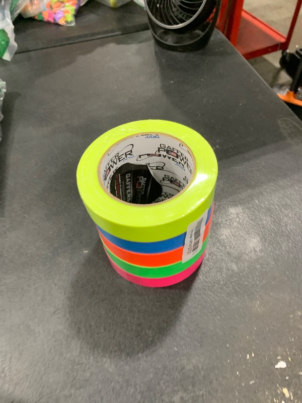 Photo 1 of Gaffer Power Spike Tape 5-Pack – Neon Fluorescent Colors – Removes Without Residue, Tears by Hand, USA Made Professional Stage Floor Marking, Cable Labeling & Color-Code Organizing – 1 Inch x 20 Yds