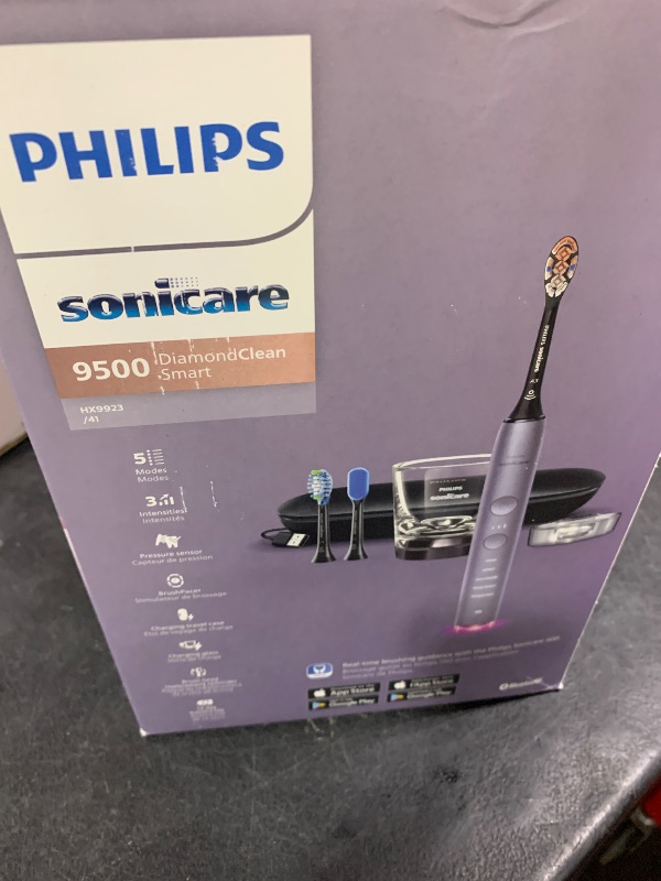 Photo 1 of Philips Sonicare DiamondClean Smart 9500 Electric Toothbrush - Sonic Toothbrush with App, Pressure Sensor, 15 Brushing Settings, Replacement Reminder, USB Charging Travel Case, Grey, Model HX9923/41
