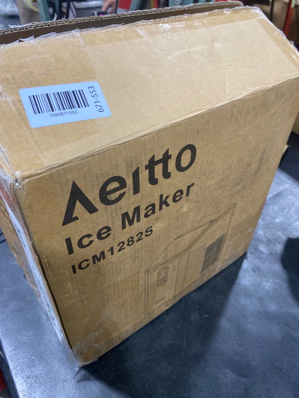Photo 1 of Aeitto Ice Maker Countertop 26lbs/24H, 8 Ice Cubes 2 Sizes of Bullet Ice Ice Machine Ready in 6 Mins, Portable Ice Makers with Basket & Scoop, Auto Self-Cleaning for Home/Kitchen/Office Stainless