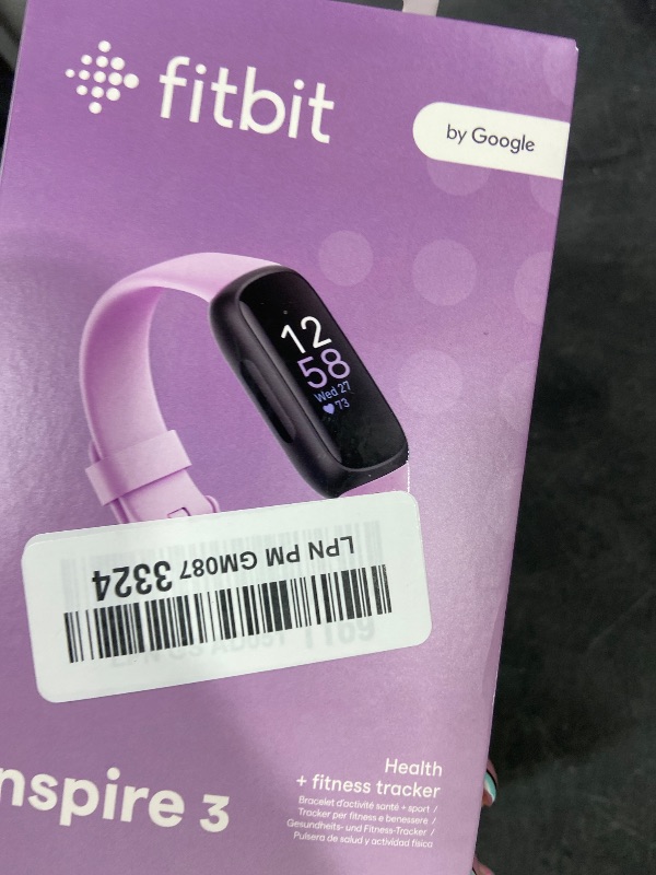 Photo 1 of Fitbit Inspire 3 Health & Fitness Tracker with Stress Management, Workout Intensity, Sleep Tracking, 24/7 Heart Rate - 3-Month Google Health Premium Membership Included - Lilac Bliss/Black