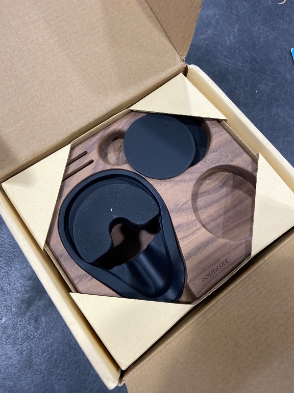 Photo 1 of Normcore Tamping Station, Natural Walnut Espresso Tamping Mat, Wooden Compact Coffee Tool Organizer for 58mm Portafilter, Tamper, Distributor, Puck Screen and Portafilter, Genuine American Walnut Wood