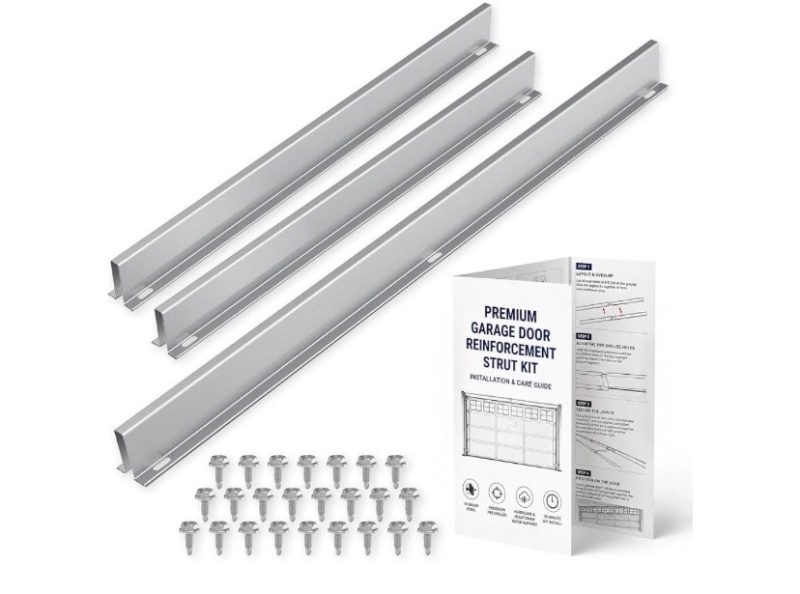 Photo 1 of 9FT Garage Door Strut Reinforcement Kit, Heavy Duty Steel Support Bracket, Hurricane & Storm Protection, Anti-Sag Windproof Brace for 16x7 16x8 Garage Doors, Easy DIY Install
