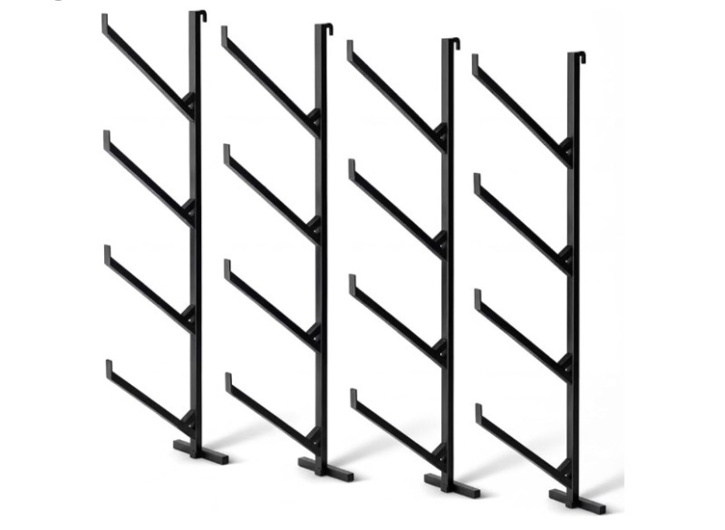 Photo 1 of 4 Pack Shipping Container Shelving Rack 4 Tier Heavy Duty Container Shelf Brackets, 66" H x 21" L Wall Mounted Storage System Powder Coated Steel Racks for Lumber Pipe Organization