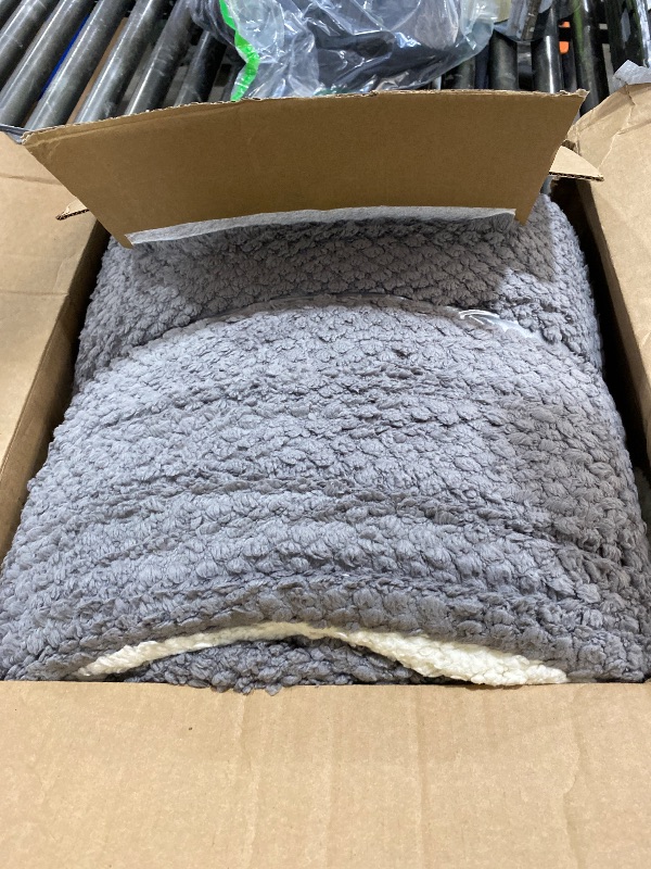 Photo 1 of LLanCL 3D Jacquard Design Comforter Set, Ultra-Soft Warm King Size Sherpa Fur Plush 3-Pieces Sets Luxury Cozy Bedding with 2 Pillowcases (104"x90", Grey)