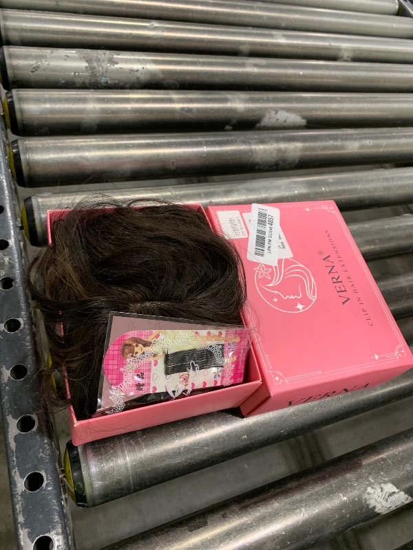 Photo 1 of Hair Extensions Clip Ins, 8PCS 20 Inch Wavy Dark Brown Mix Light Brown Clip in Hair Extensions, Synthetic Lace Weft Hairpieces for Women Daily Party Use