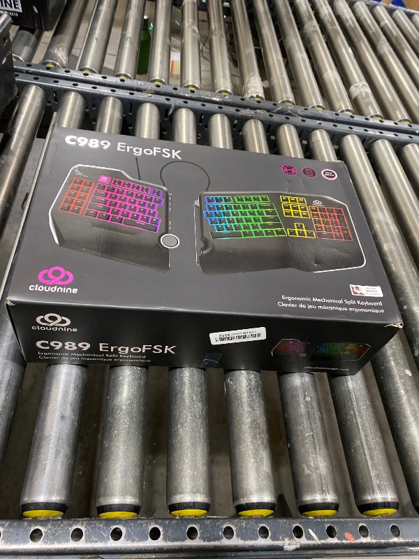 Photo 1 of Cloud Nine C989M Ergonomic Mechanical Keyboard for PC - Kailh Tactile Brown Switches - RGB Light Up LED Backlit with USB - Ergo Split Key Board with Macro
