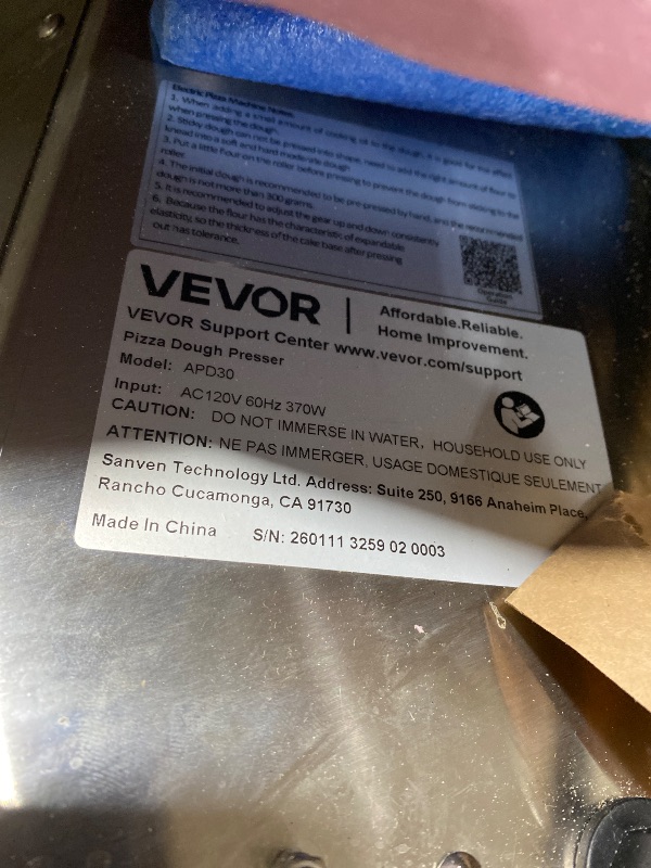 Photo 1 of VEVOR Pizza Dough Roller Sheeter, 3-16 Inch Semi-automatic Stainless Steel Pizza Press