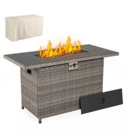Photo 1 of Costway 44.5" Propane Fire Pit Table with Metal Slatted Tabletop & Stainless Steel Burner