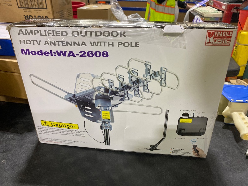 Photo 1 of PBD Amplified Outdoor TV Antenna with 360° Motorized Rotation, UHF/VHF Long-Range Reception, Remote Control, Mounting Pole & 40FT RG6 Cable, Dual TV Outputs, Supports 4K/1080P Smart & Older TVs