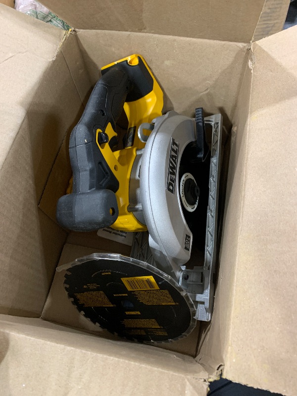 Photo 1 of DEWALT 20V MAX Circular Saw, Cordless Sidewinder Style Portable, 6-1/2-Inch Blade, 5150 RPM, 0-50 Degree Bevel Capability, Battery Not Included (DCS391B)