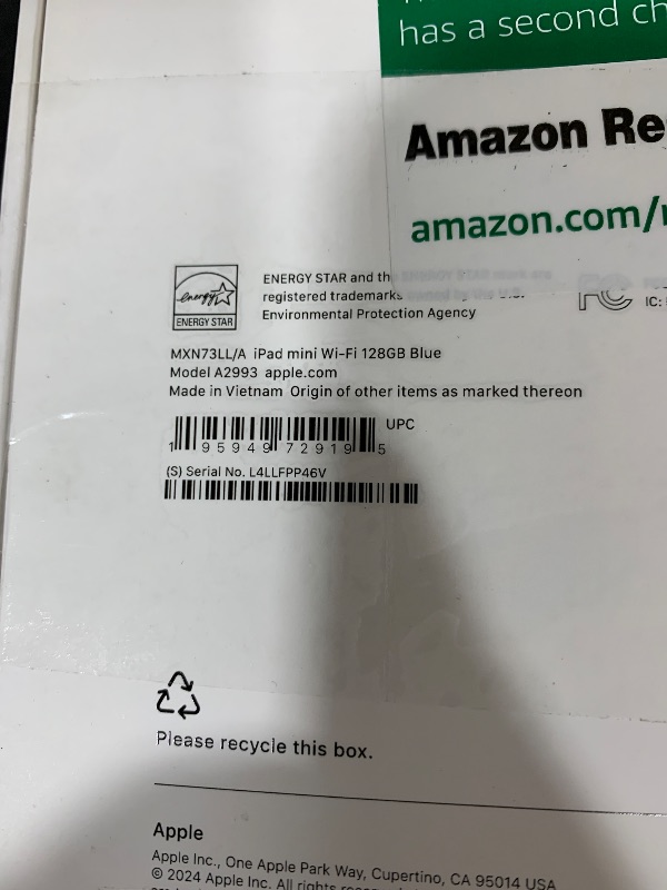 Photo 1 of Apple iPad mini (A17 Pro): Apple Intelligence, 8.3-inch Liquid Retina Display, 128GB, Wi-Fi 6E, 12MP Front/12MP Back Camera, Touch ID, All-Day Battery Life — Blue