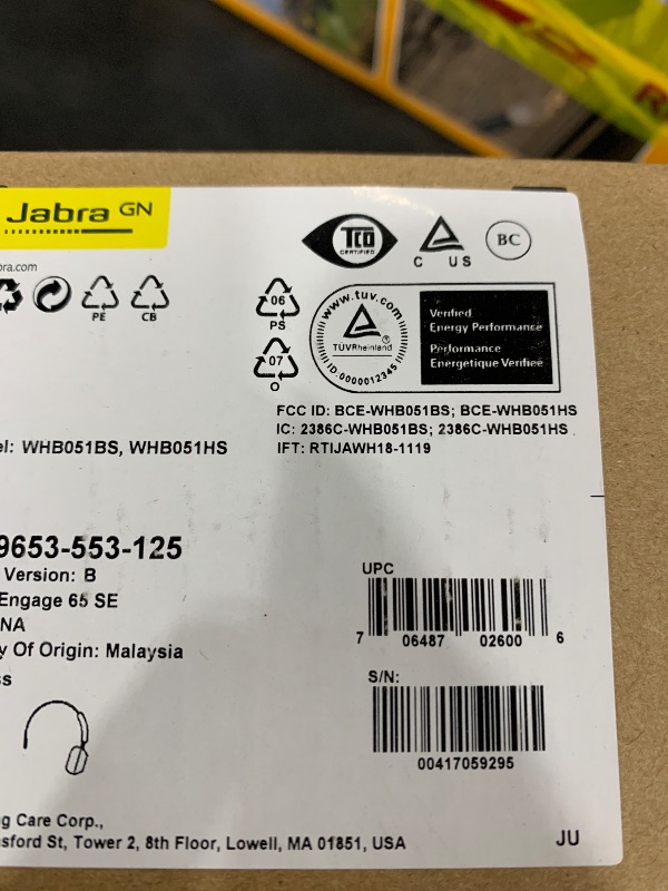 Photo 1 of Jabra Engage 65 SE (Second Edition) Wireless Headset, Single-Ear – Telephone Headset with Industry-Leading Wireless Performance, Advanced Noise-Cancelling Microphone, All Day Battery Life - Black