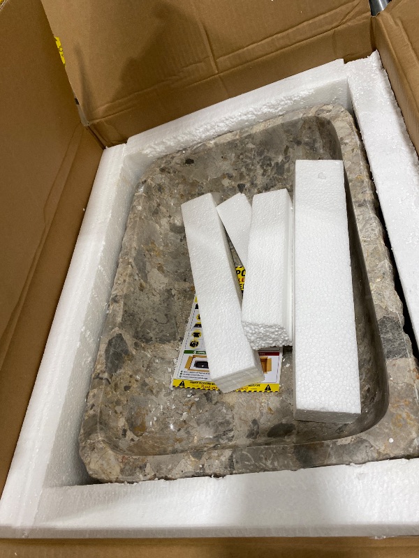Photo 1 of Natural Gray Hand-Carved Rectangular Marble Vessel Sink, 20" x 14" x 5.5"