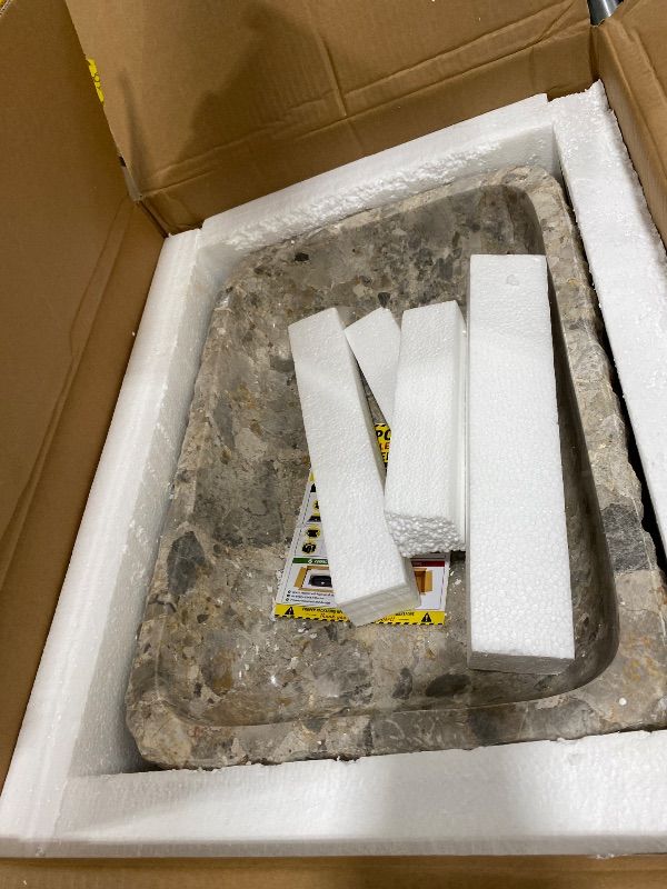 Photo 1 of Natural Gray Hand-Carved Rectangular Marble Vessel Sink, 20" x 14" x 5.5"