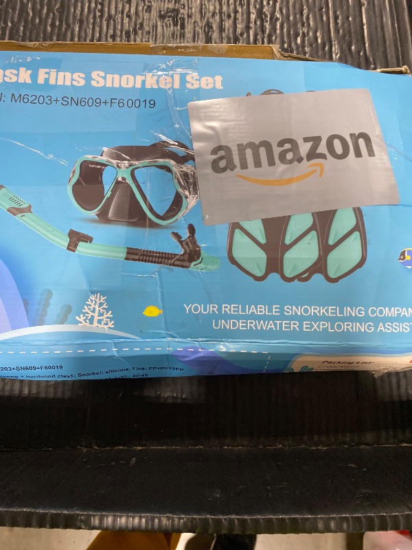 Photo 1 of Zenoplige Mask Fins Snorkel Set, Snorkeling Gear for Adults, Panoramic View Snorkel Mask Anti-Fog, Adjustable Dive Flippers, Dry Top Snorkel and Travel Bag, Scuba Gear for Swimming Snorkeling Diving
