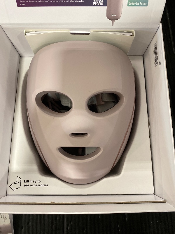 Photo 1 of Shark CryoGlow LED Face Mask with Under-Eye Cooling, Anti-Ageing & Blemish Repair, Red & Blue LED, Infrared Light Therapy, USB-C, Remote Control, Storage Bag, Adjustable Straps, Rose Glow, FW312PK