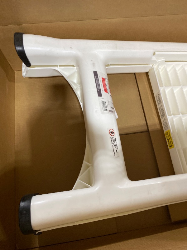Photo 1 of Rubbermaid Two-Step Folding Foot Stool 14-Inch High White 300 Pound Capacity Small Step Stool for Adults/Kids for Use in Library/Kitchen/Bathroom/Garage/Closet