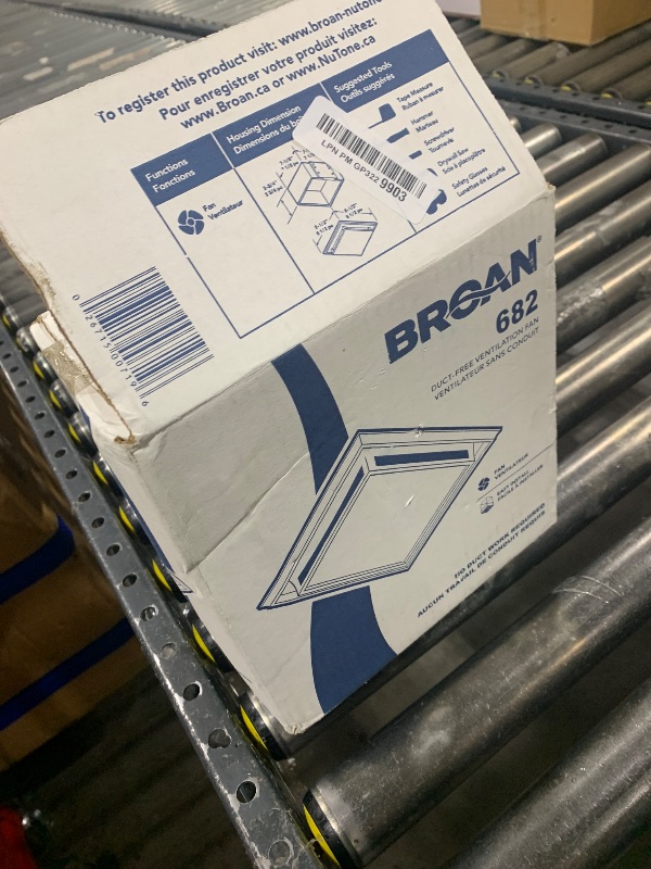 View 2 of Broan 682 Bathroom Ventilation Fan with Charcoal Filter and White Plastic-Grille