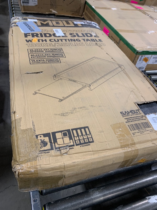 Photo 1 of SAMOUT Fridge Slide with Chopping Board, Inner 39.2 x 22.4in, Vehicle Refrigerator Slider with 4 Buckle Straps, Max 287 LBS, 3rd Gen
