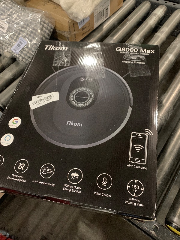 Photo 1 of Tikom Robot Vacuum and Mop Combo, 5000Pa Robotic Vacuum Cleaner, 150 Min Max, App & Remote Control, Ideal for Hard Floor, Carpet, Pet Hair, Self-Charge(G8000 Max)