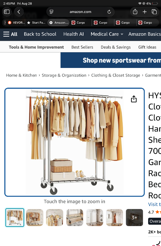 Photo 1 of
HYSEYY Heavy Duty Clothes Rack, Rolling Clothing Rack for Hanging Clothes with Shelves Load 700LBS,Portable Garment Wardrobe Closet Rack with Wheels for Bedroom,Laundry Room,Retail Store,Silver