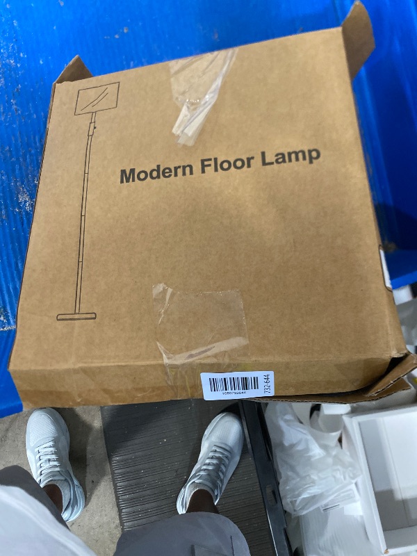 View 2 of ?Upgraded? Dimmable Floor Lamp for Living Room,1000 Lumens Bulb Included, Modern Floor Lamps Simple Design with Linen Shade, Tall Standing Lamp for Bedroom Office Dining Room, Black Pole Lamp