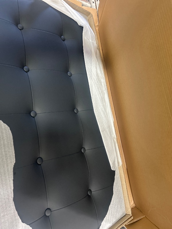 Photo 1 of **Stock Pic for Reference its Black** Linen Stitched Tufted Twin Headboard, Adjustable Height 37.2-46 in, Black