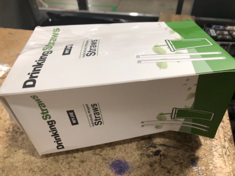 Photo 1 of [400 Pcs] Black Individually Wrapped Disposable Plastic Straws