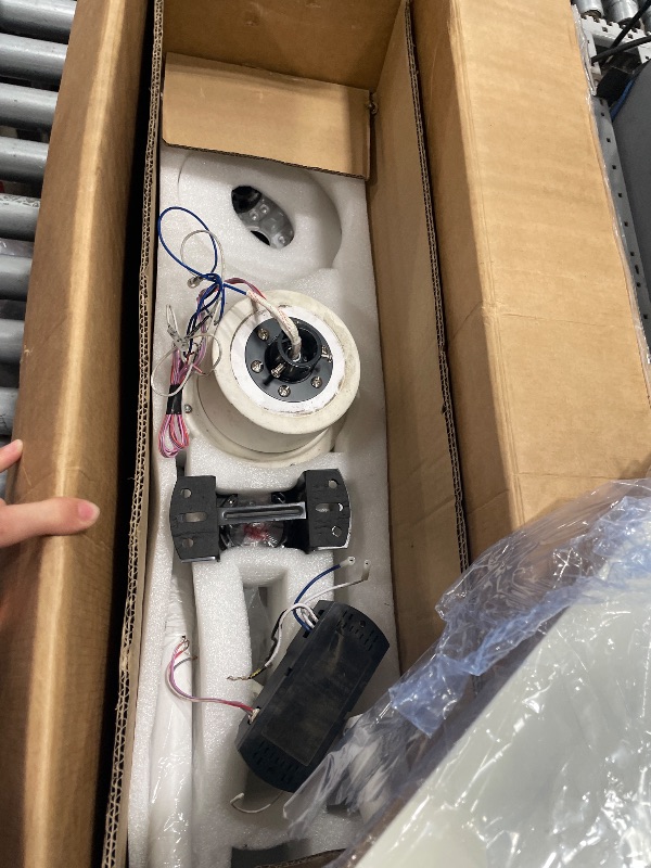 View 4 of **BROKEN, FOR PARTS ONLY** Mosanfan 60 Inch White Wood Ceiling Fan with Light and Remote