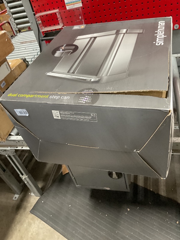 View 3 of **PARTS ONL** simplehuman Step Recycler, 58L / 15.3 Gallon Dual Compartment Kitchen Trash Can, 150,000-Step Pedal, Lid Shox® Technology, Liner Rim System, Liner Pocket®, Brushed Stainless Steel with Plastic Lid