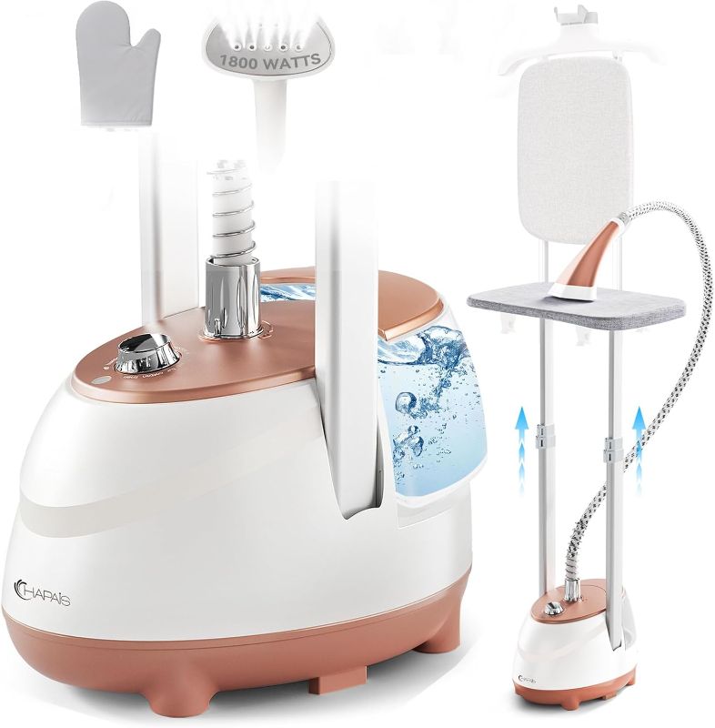 View 1 of 
Steamer for Clothes, 1800W Professional Garment Steamers 60 Min Steam | 30S Fast Steam Heat, 10 Fabric Modes, Stable Adjustable Double Rod, Wrinkle Remover,...