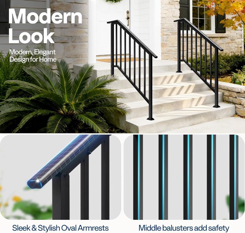 Photo 1 of 4-Step Hand Rails for Outdoor Steps, Straight-Oval and Balusters