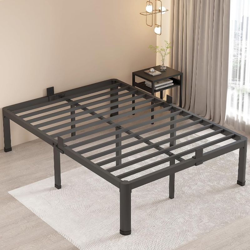 Photo 1 of  18 Inch Full Size Bed Frame with Round Corner Legs and Mattress Stopper