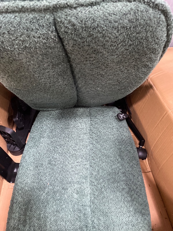 View 2 of **NEEDS CLEANING** Dowinx Criss Cross Chair with Adjustable Flip-up Arms and Wheels, Comfort Ergonomic Office Desk Armchair with 3 Layer Cushions, Wide Seat Vanity Chair for Home Office, Living Room, Bedroom, Green