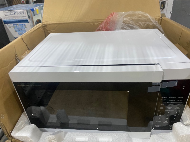 View 2 of ***** DOOR WILL NOT SHUT, PARTS ONLY **** Sharp SMC1161KW 1.1 cu. ft. 1000W White Countertop Microwave