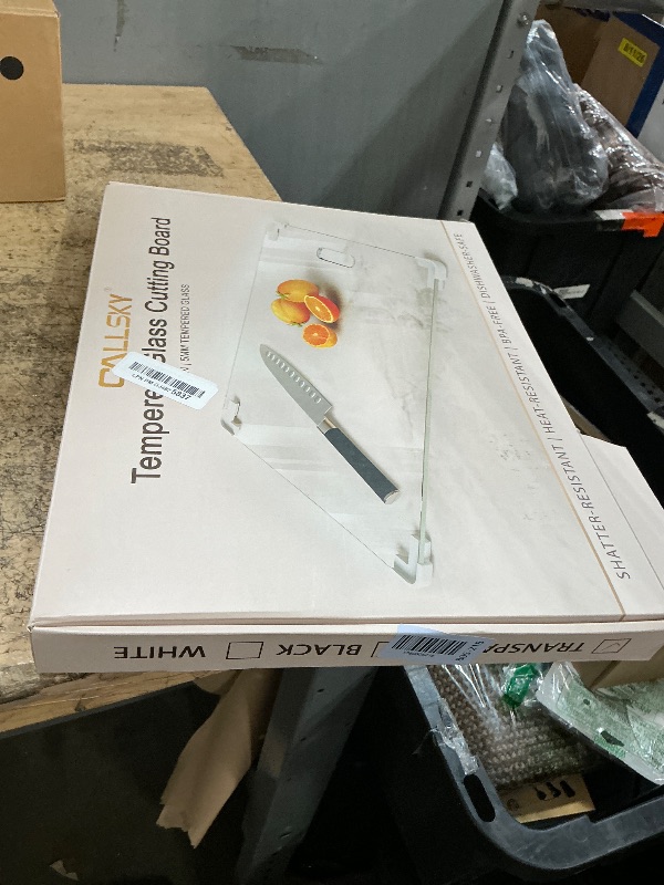 View 2 of 16x12 Clear Tempered Glass Cutting Board for Kitchen, Dishwasher Safe