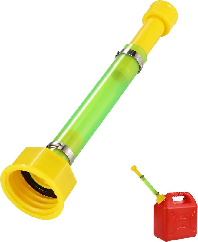 Photo 1 of 1 Kit Gas Can Spout Replacement Suitable for 1.7-1.82 Inch Threaded Spout with Sealing Ring & Cap, Fits 1/2/5/10 Gallon Gas Cans, Durable PVC Yellow Fuel Can Spout Replacement Tube | Durable PVC spout designed for multi-gallon gas cans with 1.7  –1.82 inch 