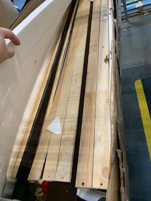 Photo 1 of ***LOOSE HARDWARE IN BOX*** Bellemave King Size Platform Bed Frame with Gourd-Shaped Headboard, Retro Style Wooden Platform Bed with Support Slats for Bedroom, Walnut