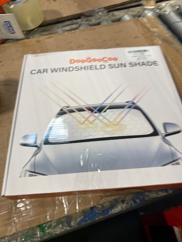 Photo 1 of [Upgrade] DooGooCoo Windshield Sun Shade - Medium, Sunshade for Car Windshield [100% Sunlight & UV Block] Car Sun Shade Windshield Protect & Keep Car Cooler Foldable Front Windshield Shade (64x32 in)