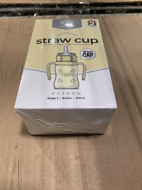 Photo 1 of *** NEW FACTORY SEALED *** GROSMIMI Stainless Steel Baby Straw Cup, Spill-Proof, 12M+, 6oz (Bear)