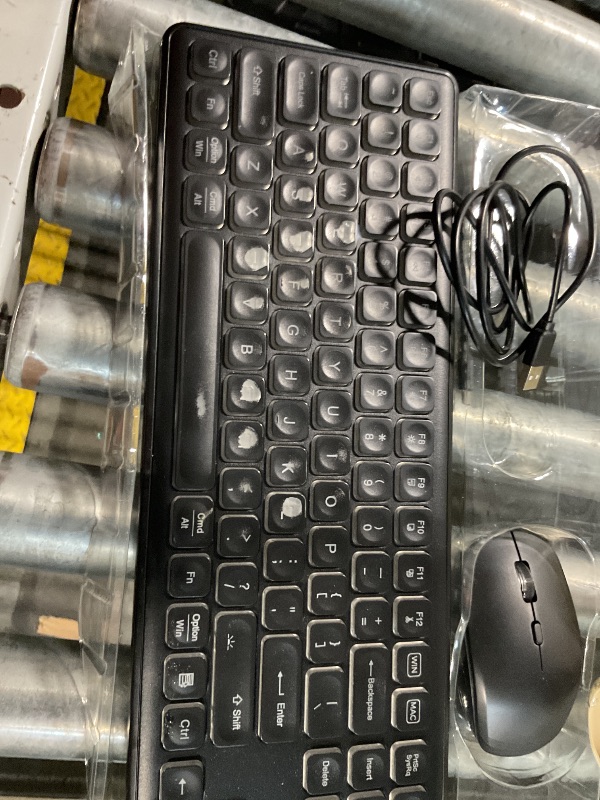 Photo 1 of *** Faded keys ***Wireless Keyboard and Mouse Combo, RGB Backlit, Rechargeable & Light Up Letters, Full-Size, Soft Typing, Sleep Mode, 2.4GHz Quiet Keyboard Set for Mac, Windows, Laptop, PC, Trueque KM42Pro (Black)