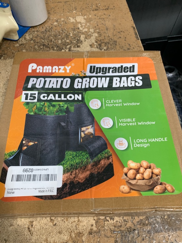 Photo 1 of [Upgraded] 4Pcs 15 Gallon Potato Grow Bags with Unique Harvest Window & Visible Window, Non-Woven Planter Pot with Sturdy Handle, Potato Growing Container, Plant Garden Bags to Grow Vegetables, Tomato