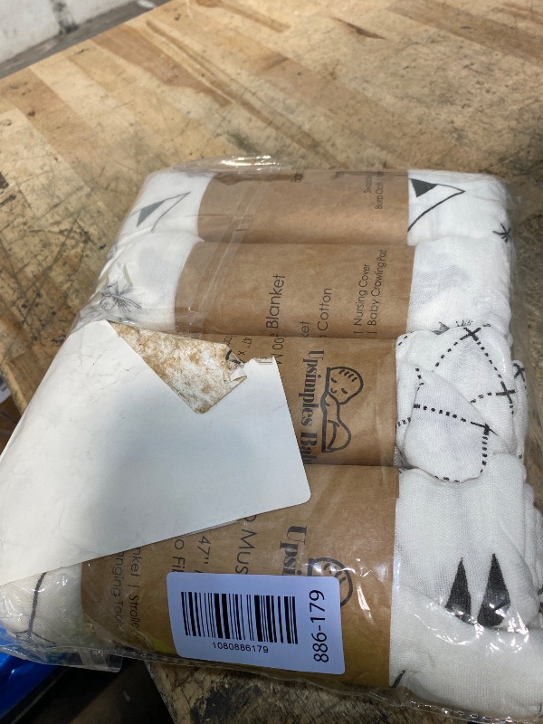 Photo 1 of **FACTORY SEALED**  upsimples Baby Swaddle Blanket Unisex Swaddles Wrap Soft Silky Muslin Neutral Receiving Blankets for Boys and Girls, Large 47 x 47 inches, Set of 4 - Arrow/Feather/Tent/Crisscross