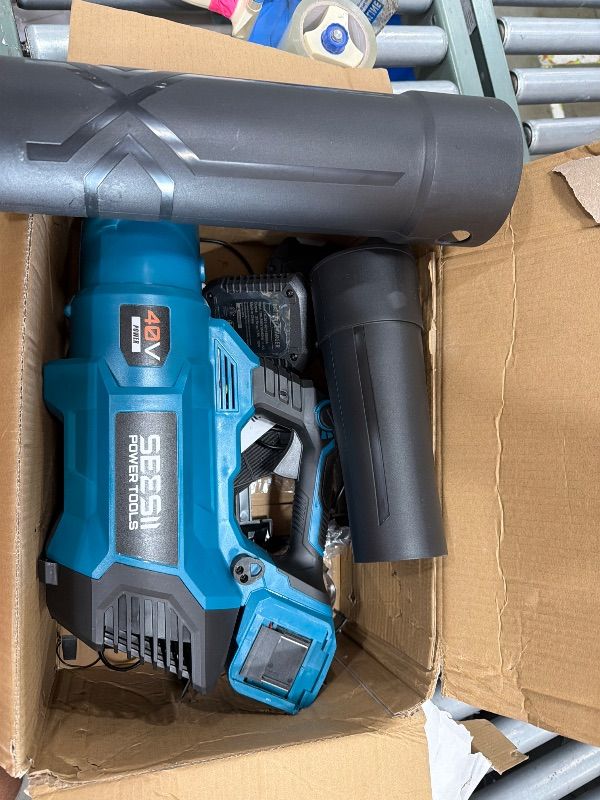 Photo 1 of **FACTORY SEALED**  SEESII 40V Leaf Blower Cordless, 650CFM Brushless Motor Battery Powered Leaf Blower with 2 x 5.2Ah Batteries & 2 Chargers, Turbo Mode & 3 Speeds Control Electric Blower for Lawn Care/Light Snow/Debris