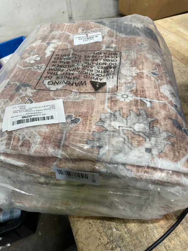 Photo 1 of **FACTORY SEALED** DEXI Washable Area Rug for Living Room 5x8, Vintage Farmhouse Soft Indoor Large Rugs, Stain Resistant Low Pile Carpet with Non Slip Backing for Dining Bedroom Office, Brown