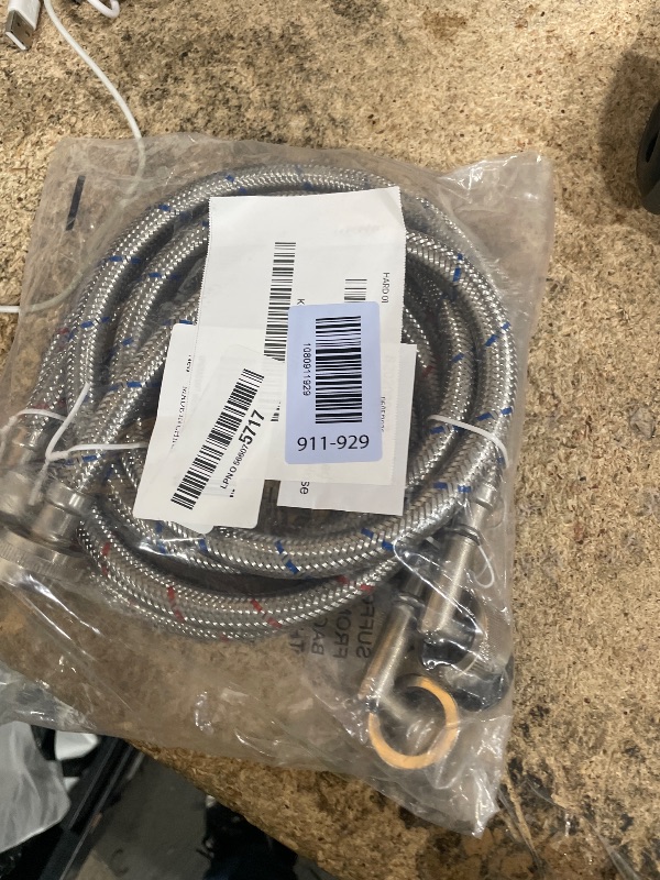 Photo 1 of ?UPGRADE?4FT Washing Machine Hoses with 90 Degree Elbow Premium Stainless Steel Burst Proof (cost-effective 2 pack) Red and Blue Striped Water Connection Inlet Supply Lines by Cenipar