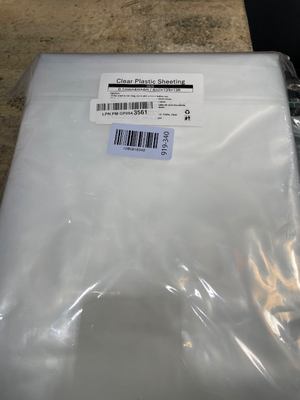 Photo 1 of ????? Plastic Sheeting, 4 Mil Thick Clear Polyethylene Film, Waterproof Multipurpose Tarp, Cuttable Plastic Cover for Furniture, Greenhouse, Garden, and Dust Protection (13 ft ×13 ft(4m × 4m))