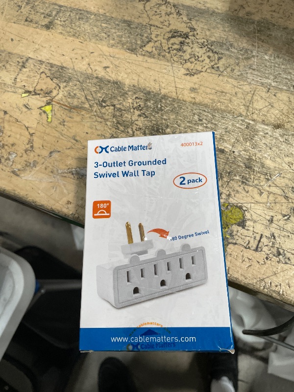 Photo 1 of [ETL Listed] Cable Matters 2-Pack 3-Outlet Grounded 180 Degree Swivel Wall Tap, 3 Plug Wall Adapter, Multi-Plug Outlets, White