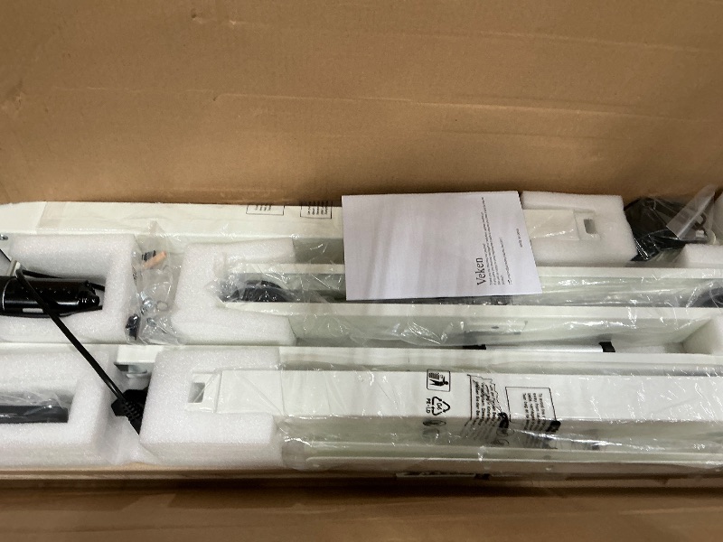 Photo 1 of **MISSING HARDWARE** Veken 47.2 Inch Electric Standing Desk, Height Adjustable Sit Stand Up, Wood Desktop, Work Home Office Computer PC Desks, Gaming Writing Study Bedroom Rising Table, Nature